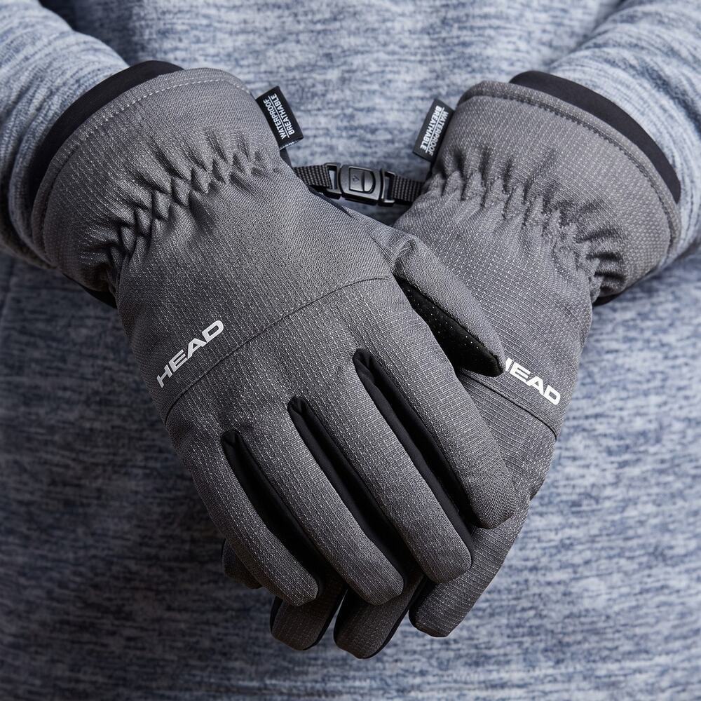 HEAD Men's Waterproof Breathable Winter Gloves Grey Tech Sport Medium
